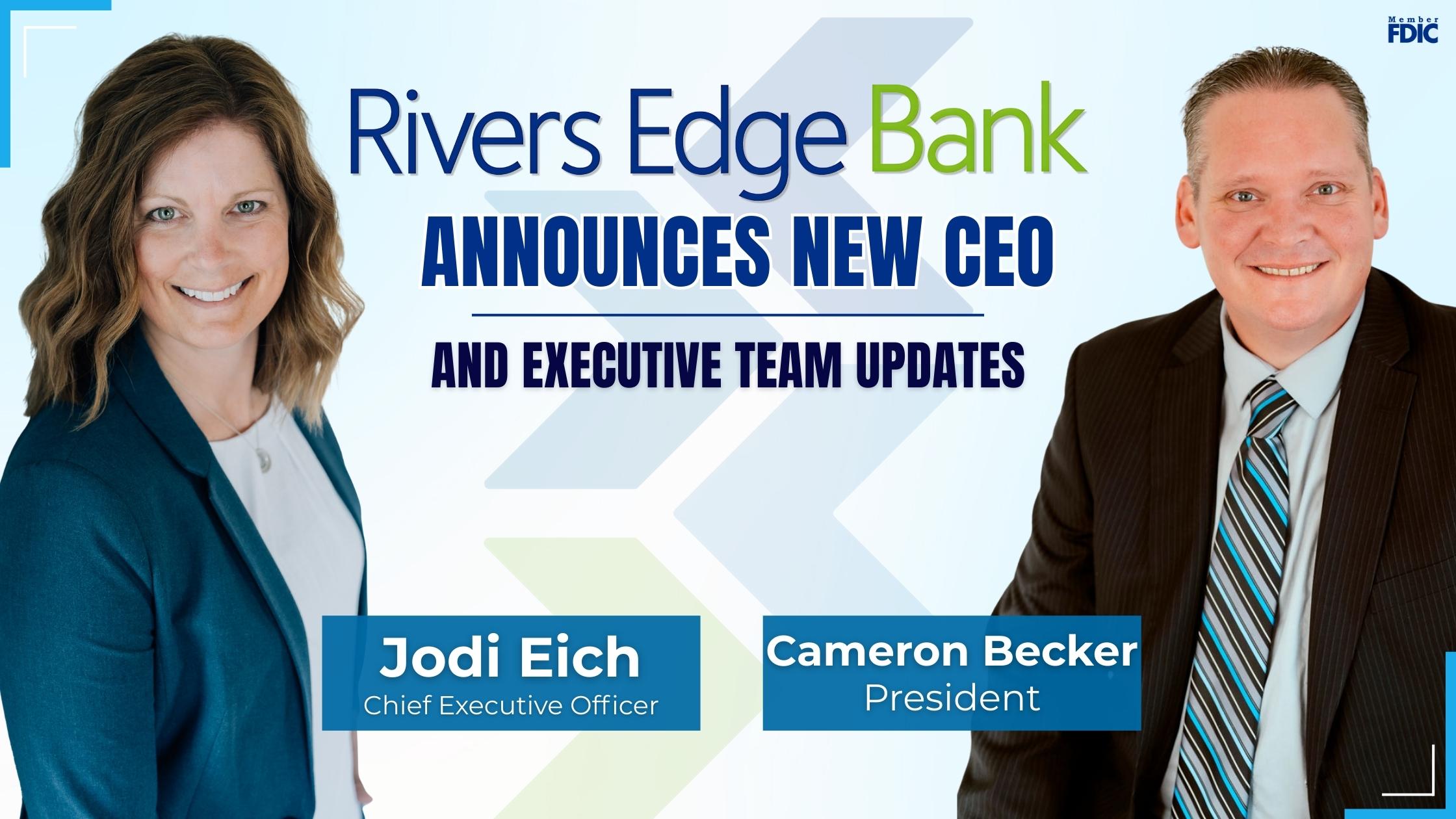 headshots of Rivers Edge Bank CEO Jodi Eich and Preside